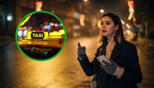 Donna prende il taxi di notte